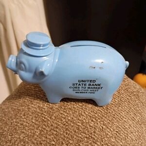 Blue Piggy Bank with Hat
